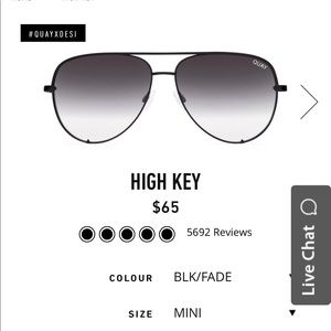 NEW Quay High Key Mini Black Fade Aviators